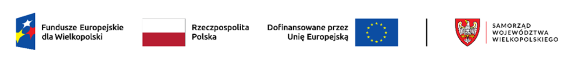 Belka z logotypami, od lewej: Fundusze Europejskie dla Wielkopolski, flaga Rzeczpospolitej Polskiej, Dofinansowane przez UE.